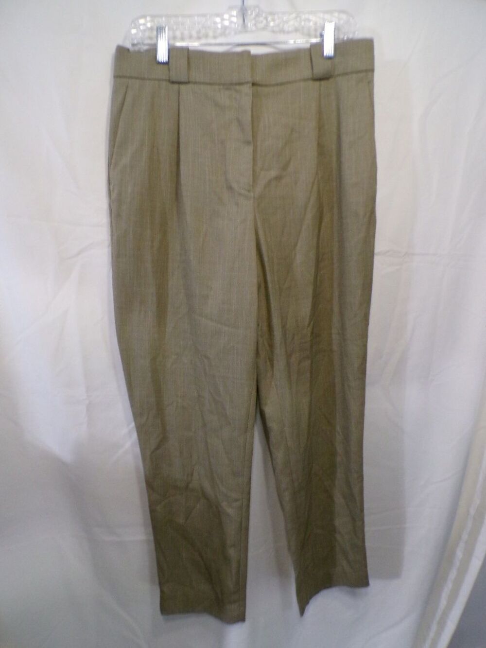 H&M Women's Khaki Pleated Dress Pants Size US 10 EUR 42 UK 14